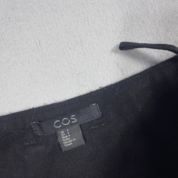 COS Pants Womens 4 Black High Waist‎ Wide Leg Belted Wool Blend Trousers Office - Picture 6 of 10